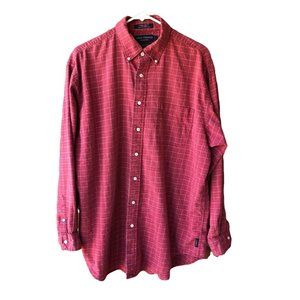 Daniel Cremieux Red Plaid Button-Front Shirt Long-Sleeve Sz. L